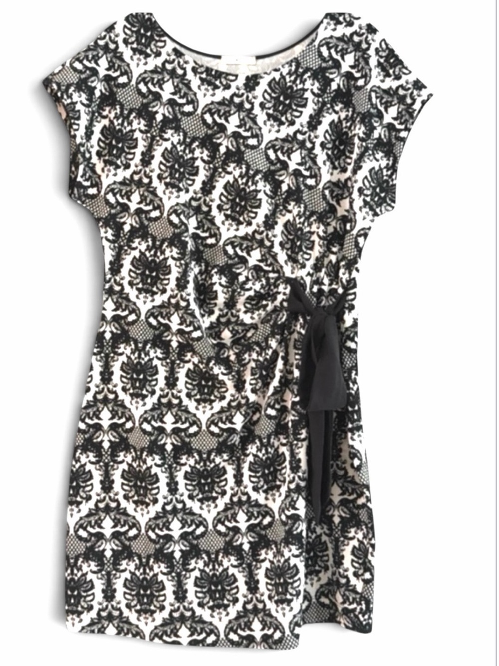 Lime & Chili Black & White Damask Sheath Dress Western Boho Texas County Mini L